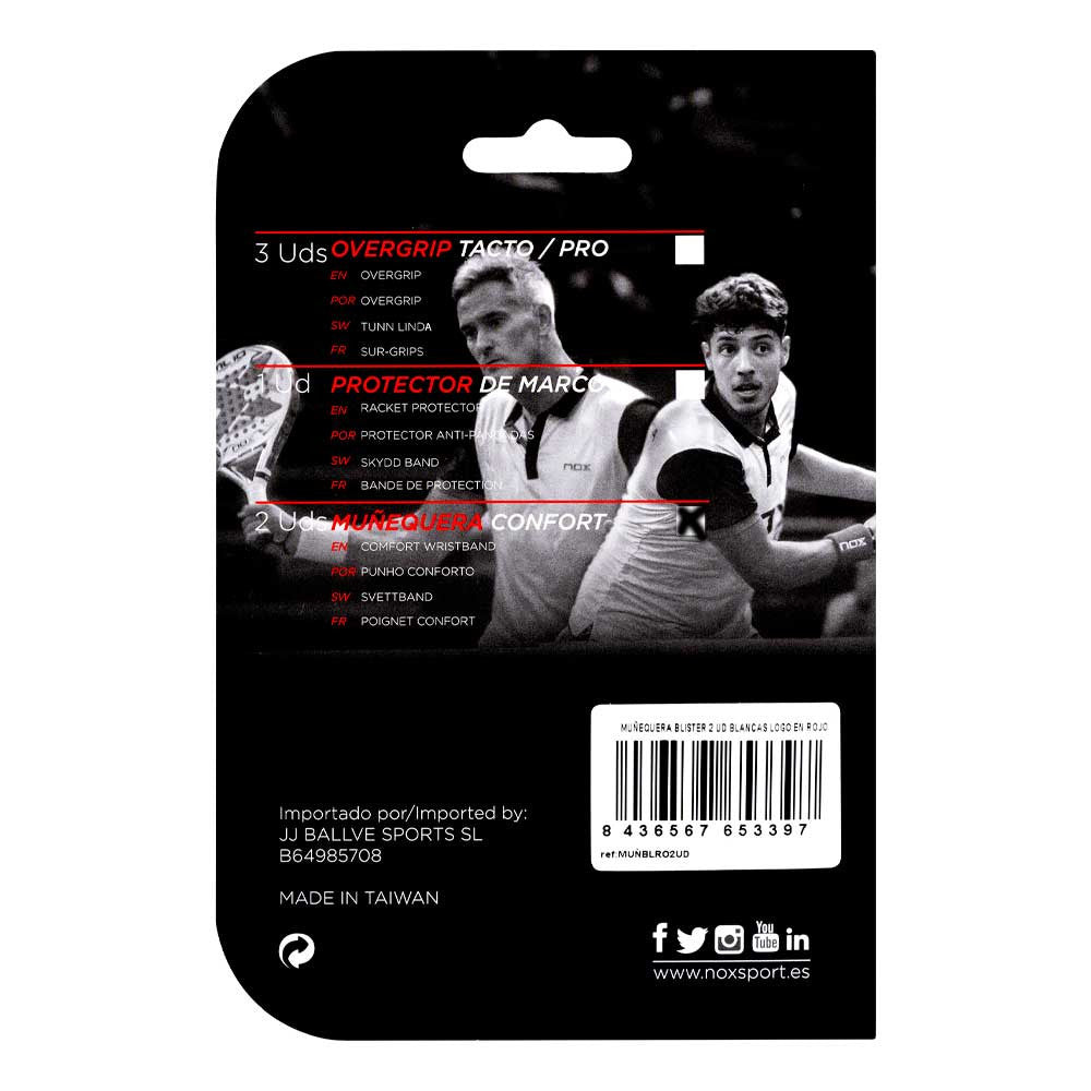 Pack of 2 Nox White-Red Wristbands