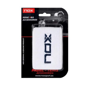 Nox White Wristbands with Dark Blue Logo