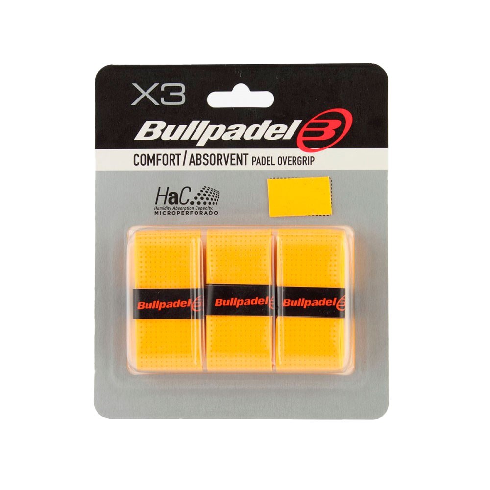 Pack 3 Overgrips Bullpadel Perforados Amarillo oscuro