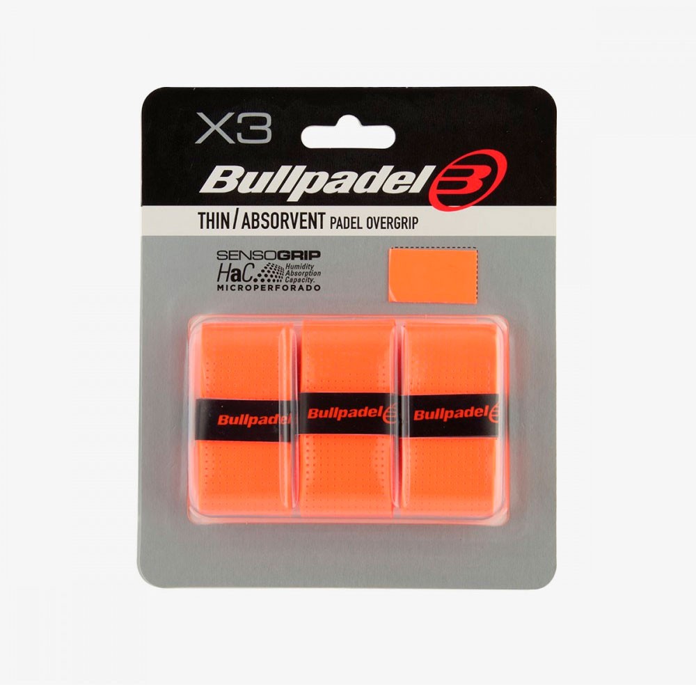 Pack 3 Overgrips Bullpadel Perforados Naranja