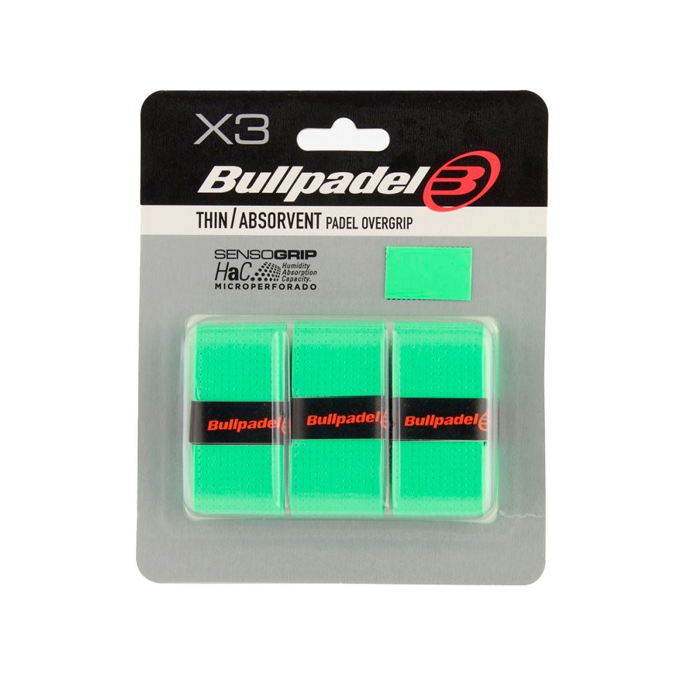 Pack 3 Overgrips Bullpadel Perforados Verde